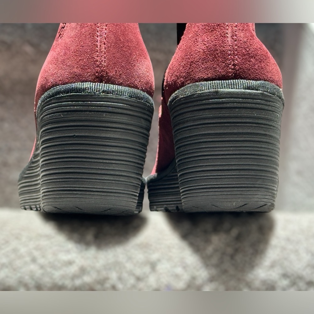SOLD NEW Fly London Wine Suede Leather Wedge Ankle Boots Pull-On Women’s US 7.5 - Picture 9 of 10